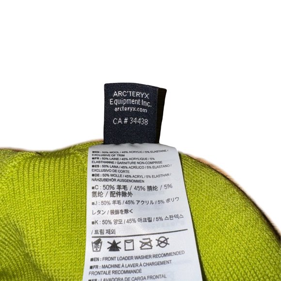 Lime Green Unisex Arc'teryx Beanie - Stylish Winter Hat for Outdoor Adventures - Picture 2 of 3